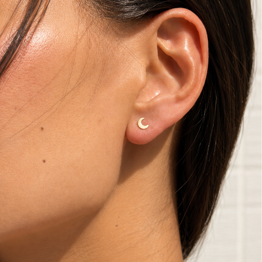 Crescent Moon Stud Earrings