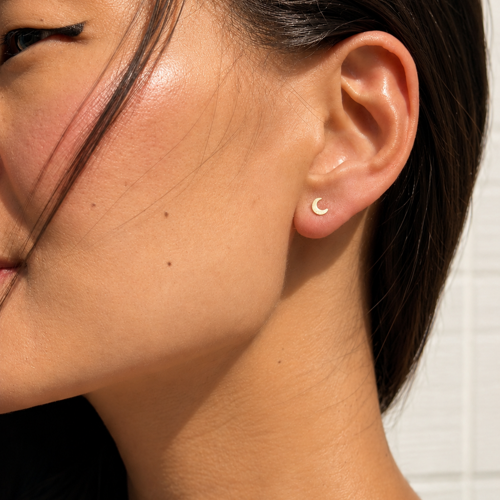 Crescent Moon Stud Earrings