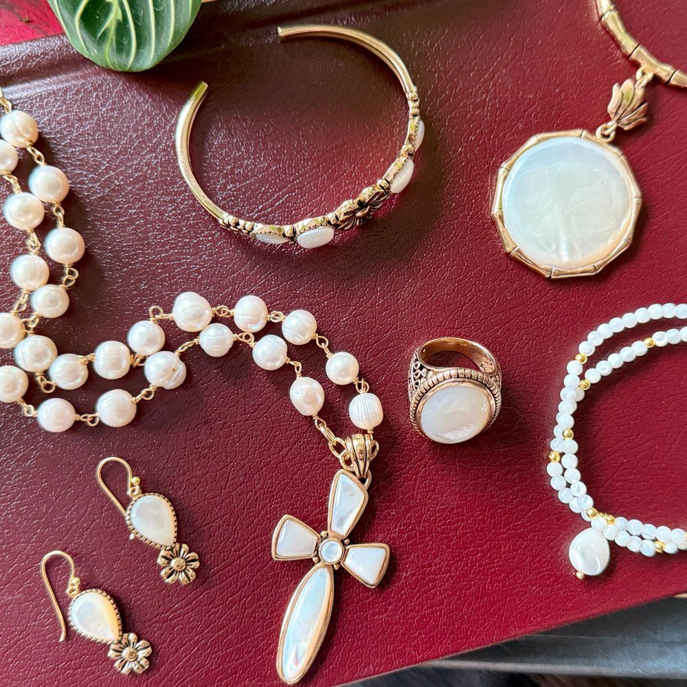 Las Cruces White Pearl Cross Pendant Necklace | Necklaces | Wiccan Center