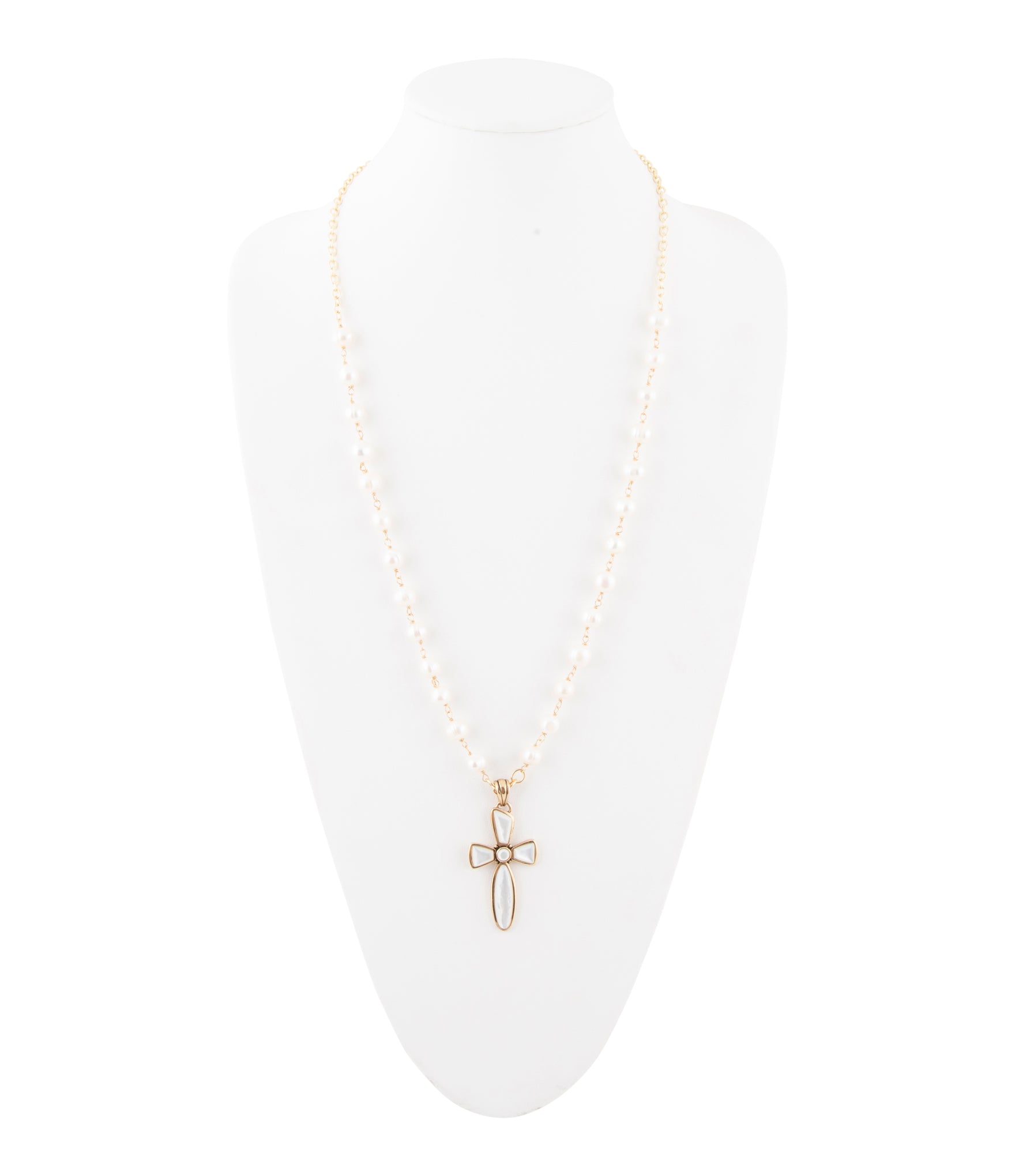 Las Cruces White Pearl Cross Pendant Necklace | Necklaces | Wiccan Center