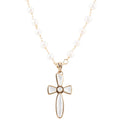 Las Cruces White Pearl Cross Pendant Necklace | Necklaces | Wiccan Center