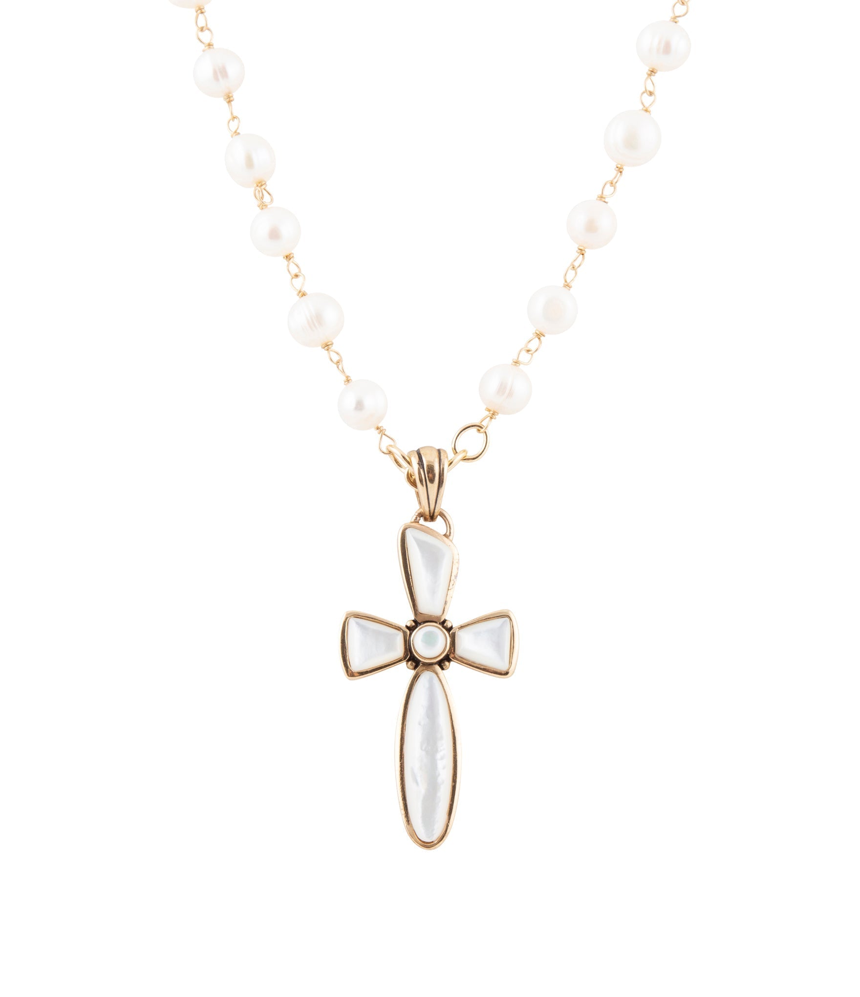 Las Cruces White Pearl Cross Pendant Necklace | Necklaces | Wiccan Center