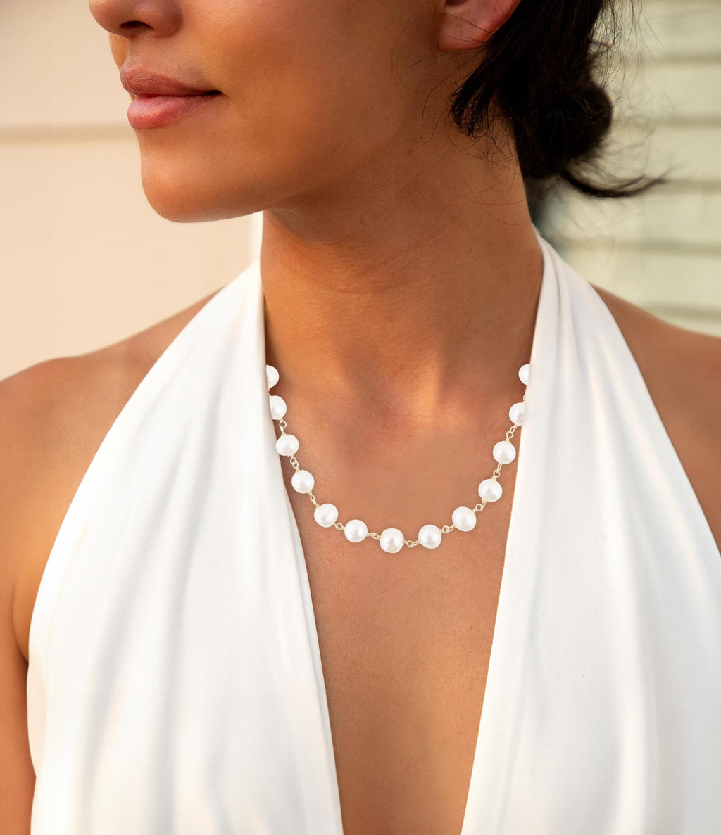 Golden Chain and White Pearl Necklaces | Necklaces | Wiccan Center