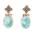 Golden Flower and Blue Turquoise Drop Earrings | Earrings | Wiccan Center