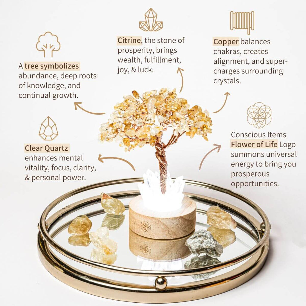 Golden Lamp of Wealth - Citrine Tree | Night Light | Wiccan Center