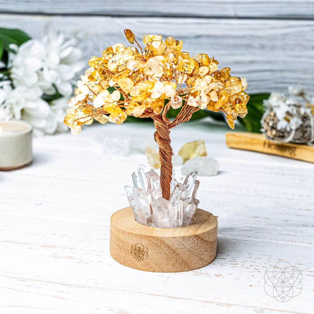 Golden Lamp of Wealth - Citrine Tree | Night Light | Wiccan Center