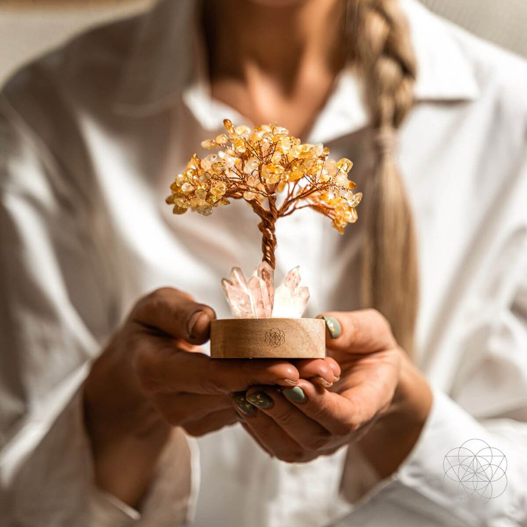 Golden Lamp of Wealth - Citrine Tree | Night Light | Wiccan Center