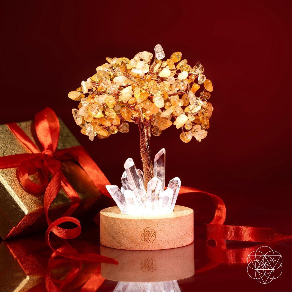 Golden Lamp of Wealth - Citrine Tree | Night Light | Wiccan Center
