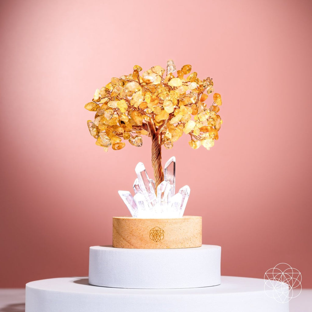 Golden Lamp of Wealth - Citrine Tree | Night Light | Wiccan Center