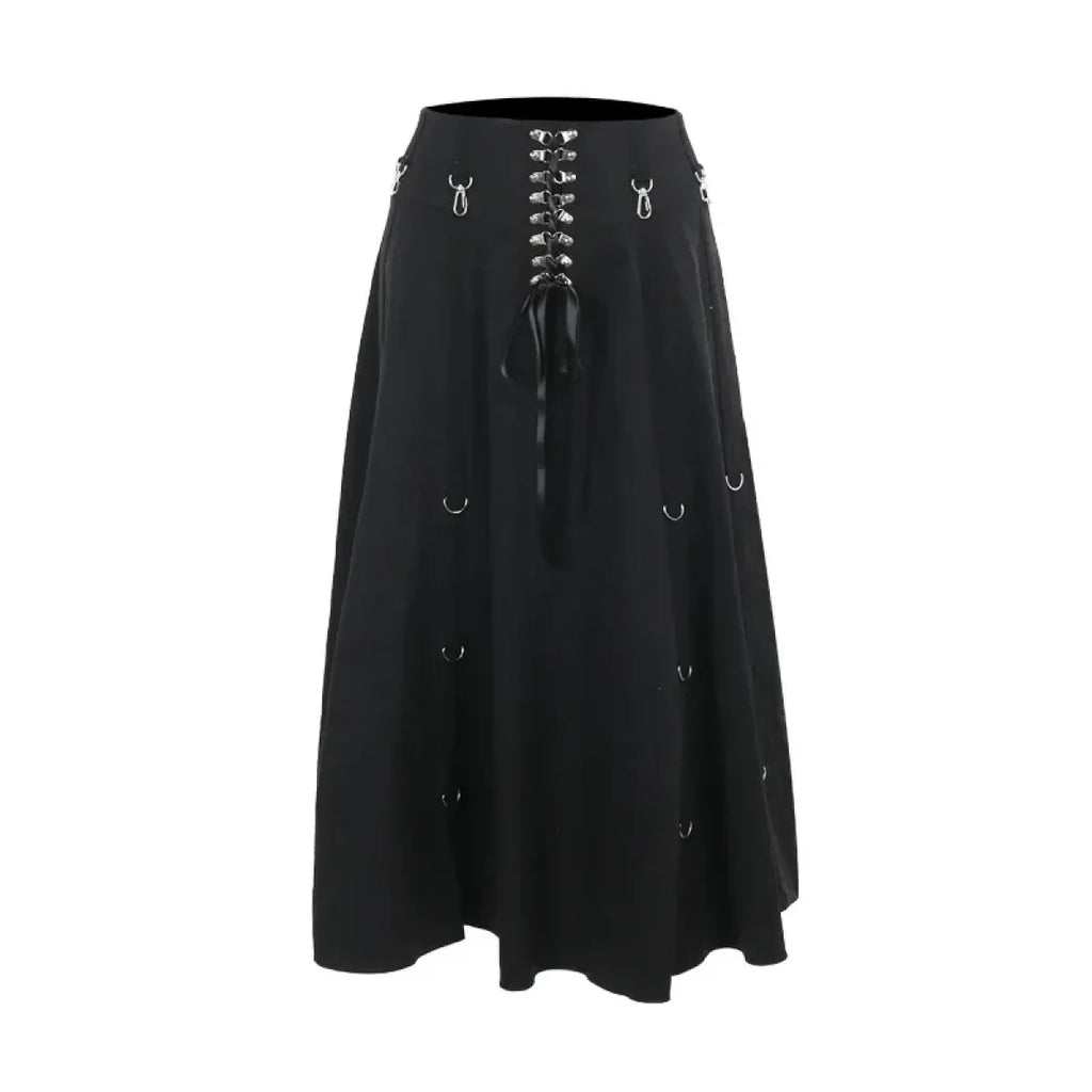 Gothic High Waist Ruffle Skirt – Punk Grunge Corset A-Line Skirt | Skirts | Wiccan Center