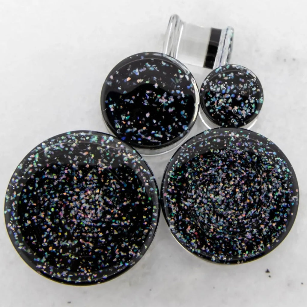 Crushed Opal Borosilicate Glass Double Flare Plugs | Body Jewelry | Wiccan Center