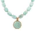 Green Amazonite Golden Lotus Pendant Necklace | Necklaces | Wiccan Center