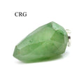 Green Aventurine Faceted Drop Pendant with Silver Plated Bail (1 Inch) (4 Pieces)