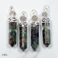 Green Aventurine Orgonite Point Pendant with Crystal Ball (4 Pieces) Size 1.5 Inches