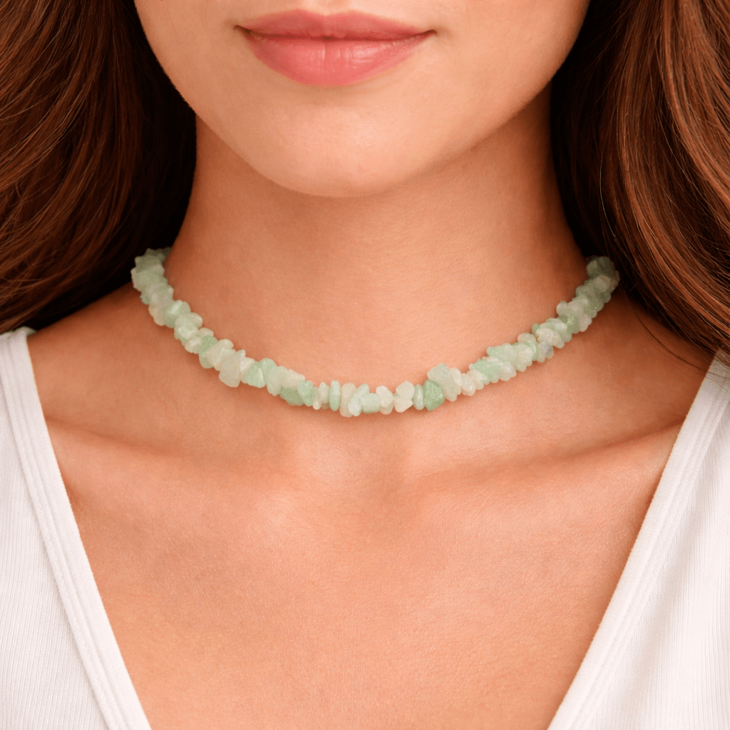 Green Aventurine Strand Chip Choker Necklace (16 Inches) (4 Pieces)