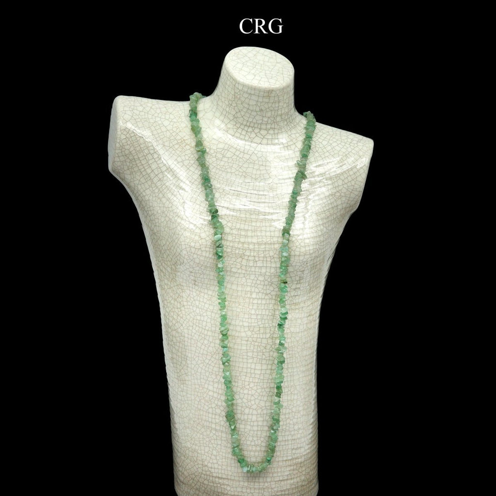 Green Aventurine Strand Chip Necklace (32 Inches) (1 Piece)
