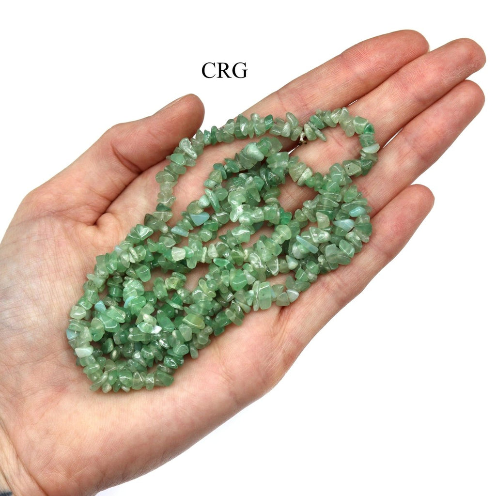 Green Aventurine Strand Chip Necklace (32 Inches) (1 Piece)