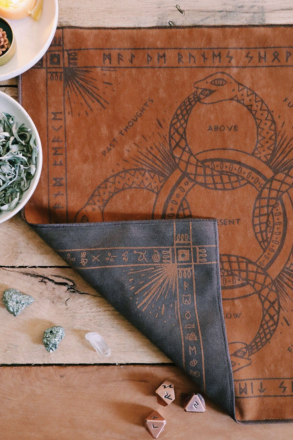 Green Glyphs Casting Cloth | Altar Cloth | Wiccan Center