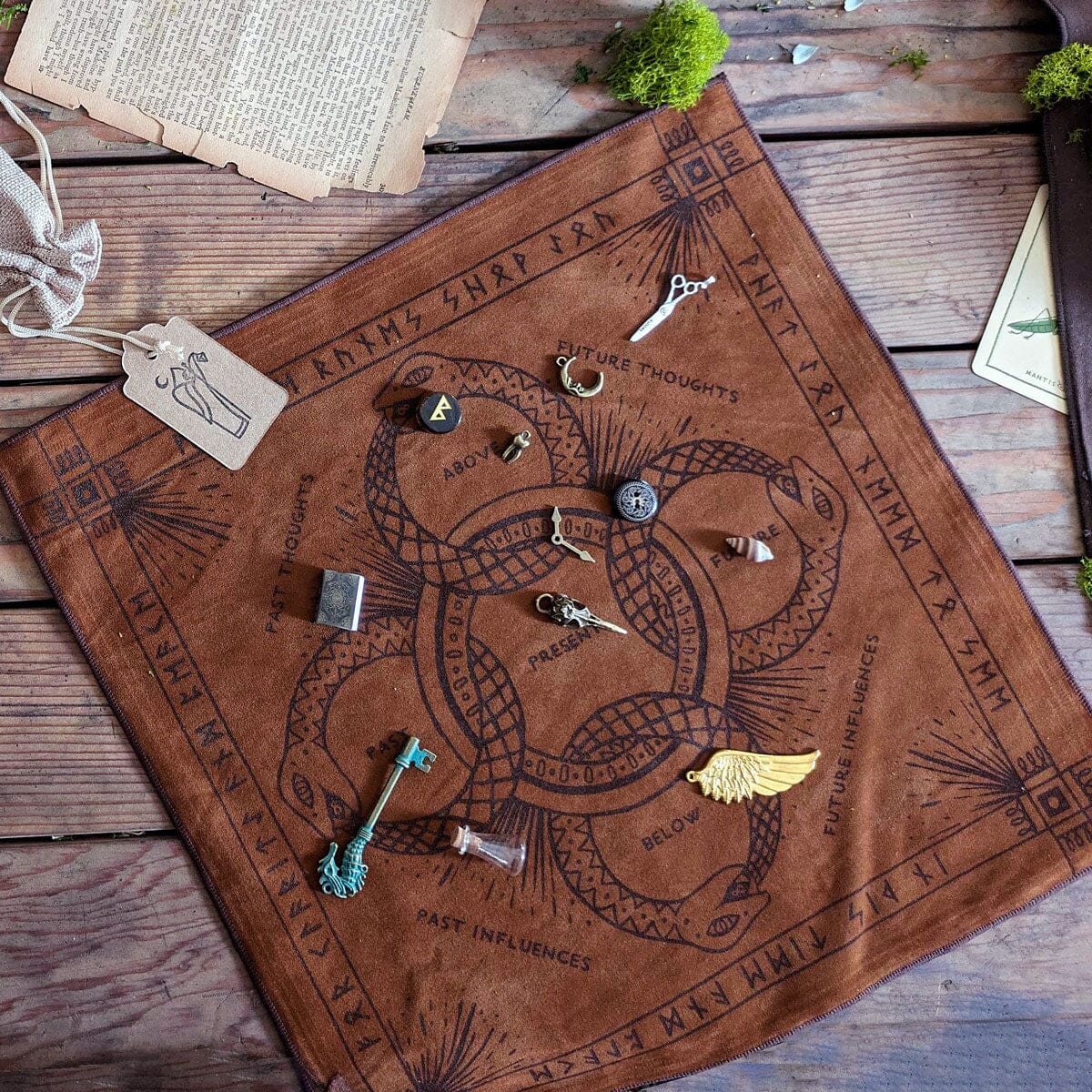 Green Glyphs Casting Cloth | Altar Cloth | Wiccan Center