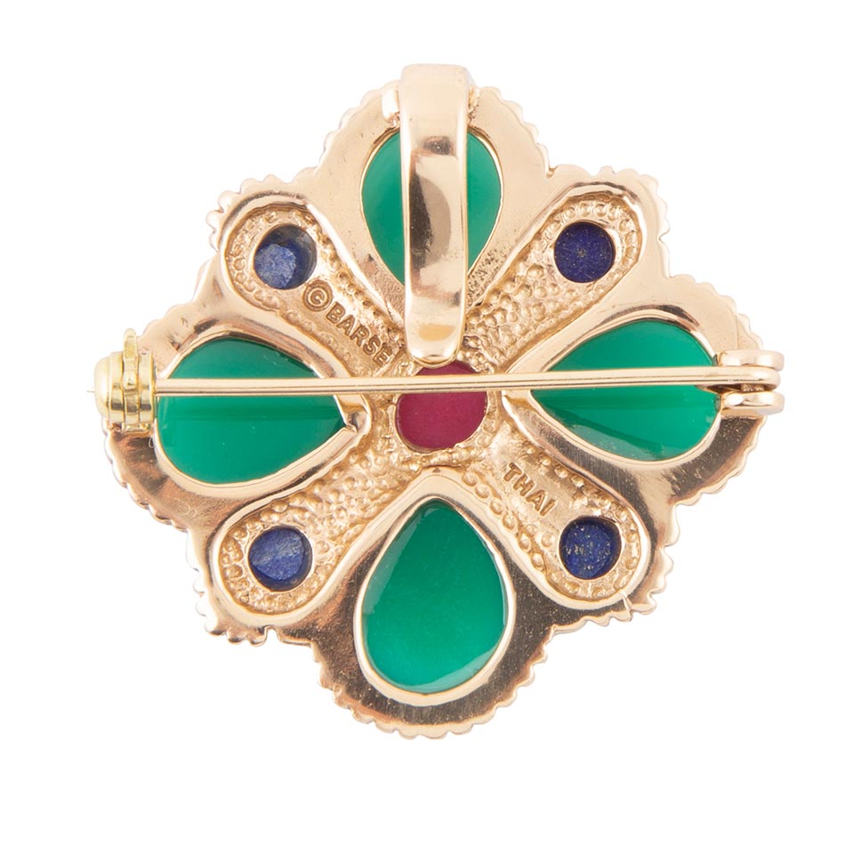 Green Onyx Mixed Stone Golden Brooche | Brooche | Wiccan Center