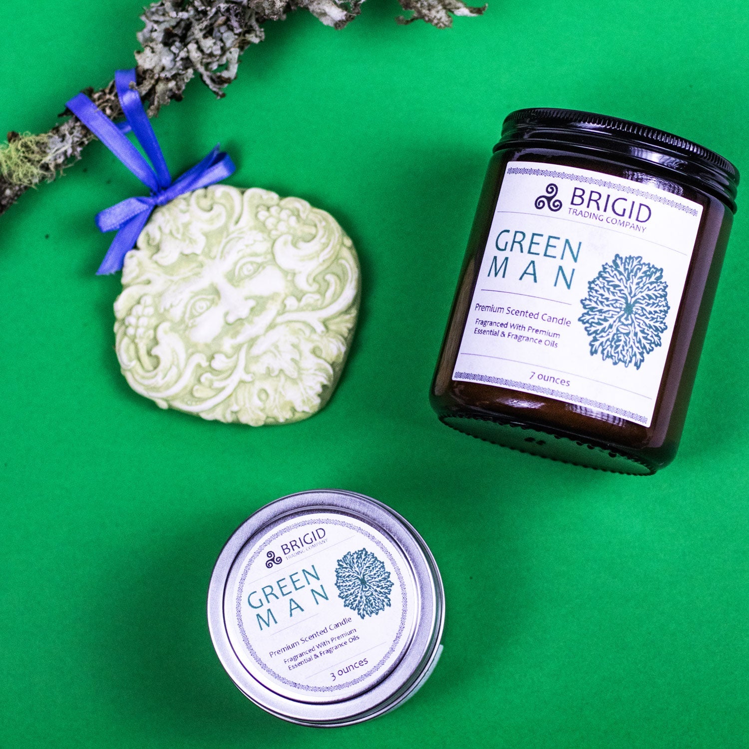 Green Man Soy Wax Candle - Moss, Rainwater, Old Growth Forests, and White Musk | Premium Scented Candle | Wiccan Center