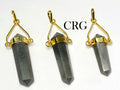 Grey Aventurine Point Pendant with Gold Plated Swivel Bail (2 Inches) (1 Piece)