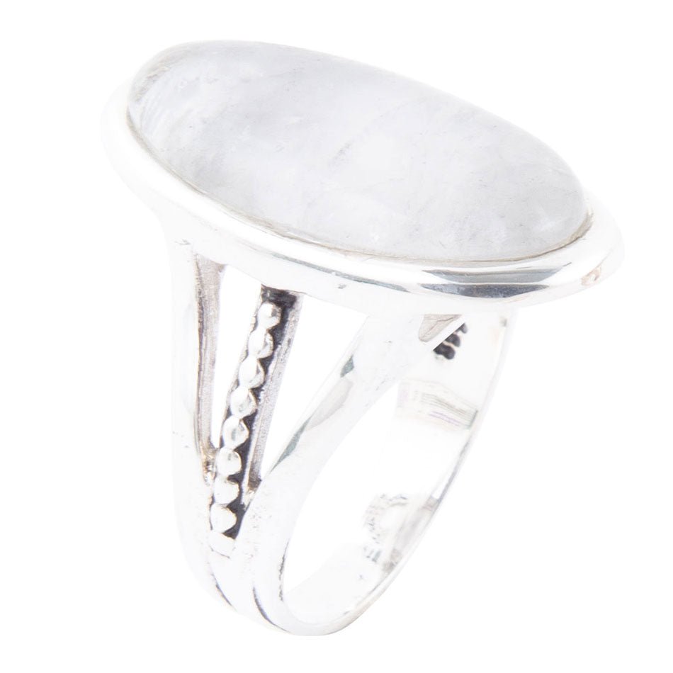 Grey Quartz and Sterling Silver Oval Ring | Rings | Wiccan Center