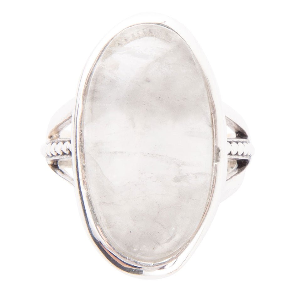 Grey Quartz and Sterling Silver Oval Ring | Rings | Wiccan Center