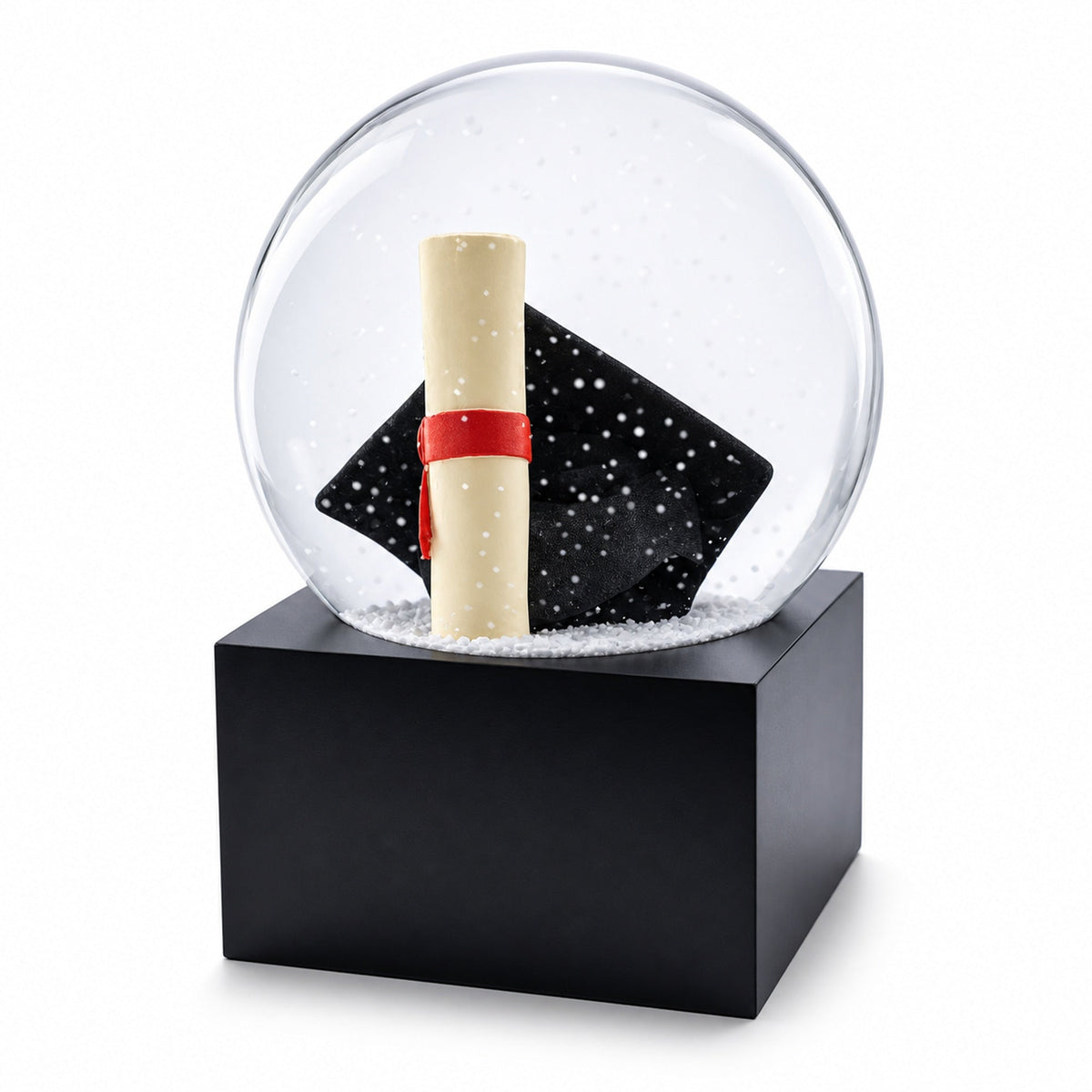 Graduation Hat & Diploma Glass Water Snow Globe | Snow Globes > Celebrations | Wiccan Center