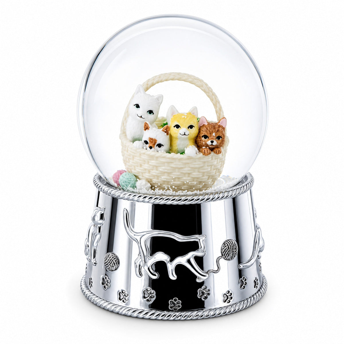Kittens in a Basket Glass Water Snow Globe | Snow Globes > Animals | Wiccan Center