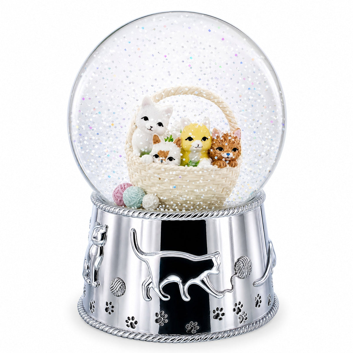 Kittens in a Basket Glass Water Snow Globe | Snow Globes > Animals | Wiccan Center