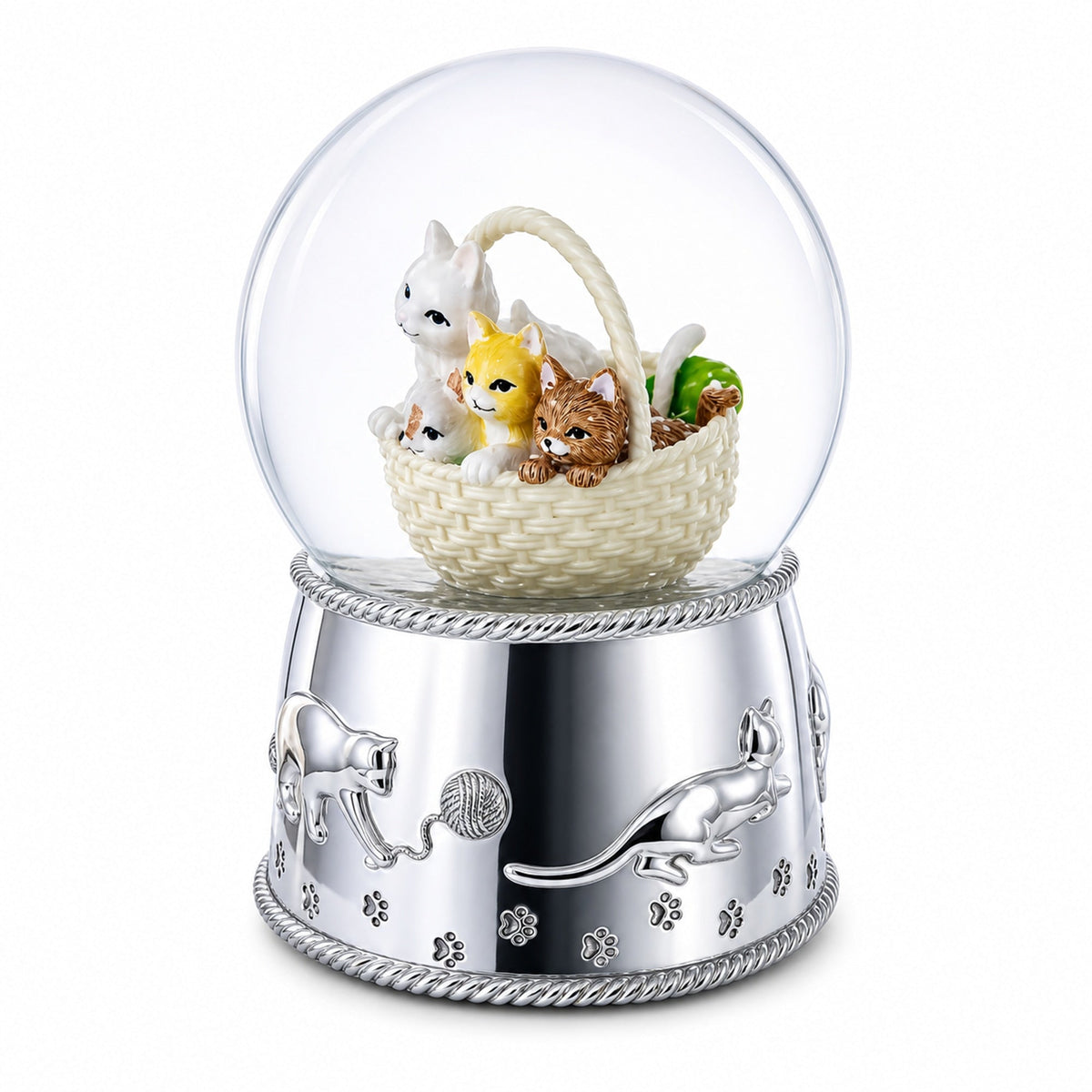 Kittens in a Basket Glass Water Snow Globe | Snow Globes > Animals | Wiccan Center