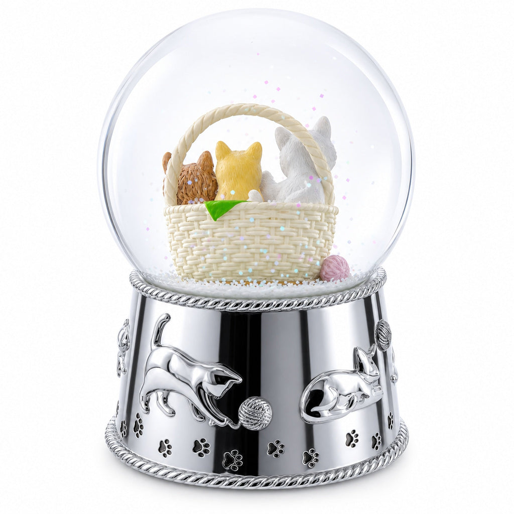 Kittens in a Basket Glass Water Snow Globe | Snow Globes > Animals | Wiccan Center