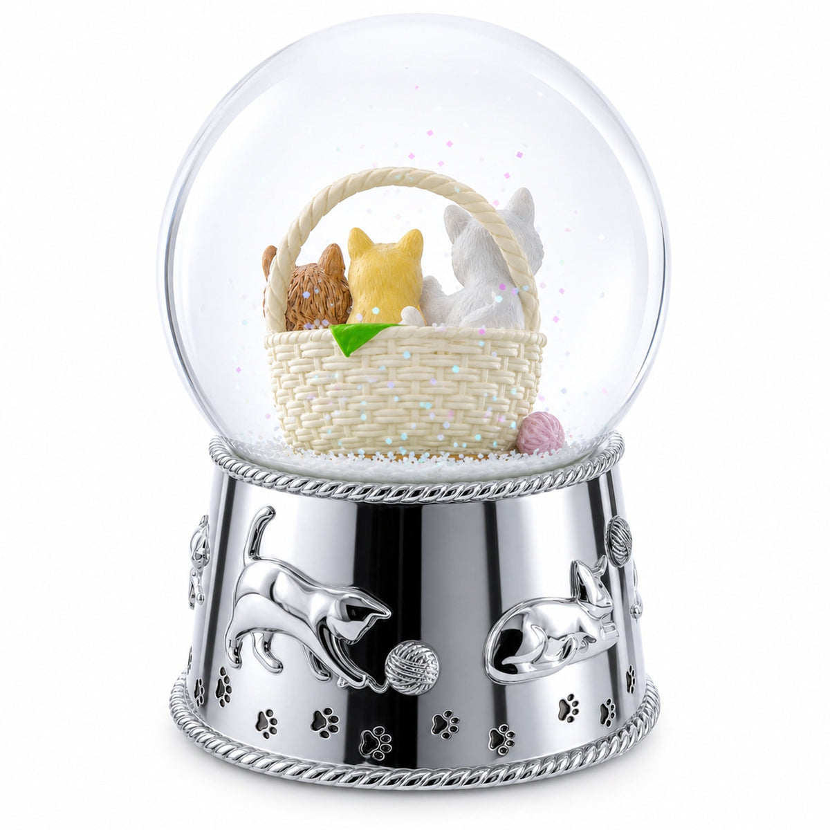 Kittens in a Basket Glass Water Snow Globe | Snow Globes > Animals | Wiccan Center