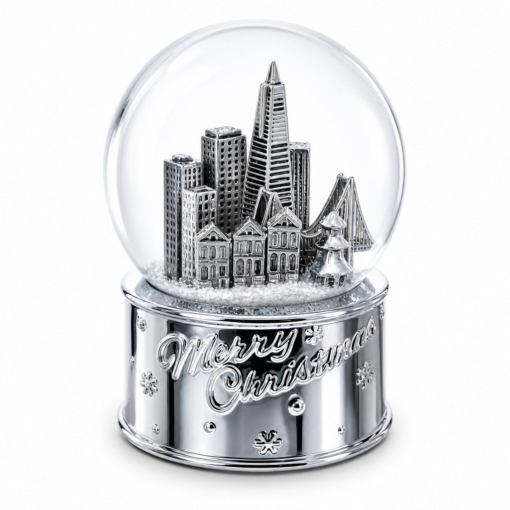 San Francisco Landmarks with Silver Base Glass Water Snow Globe | Snow Globes > Travel | Wiccan Center