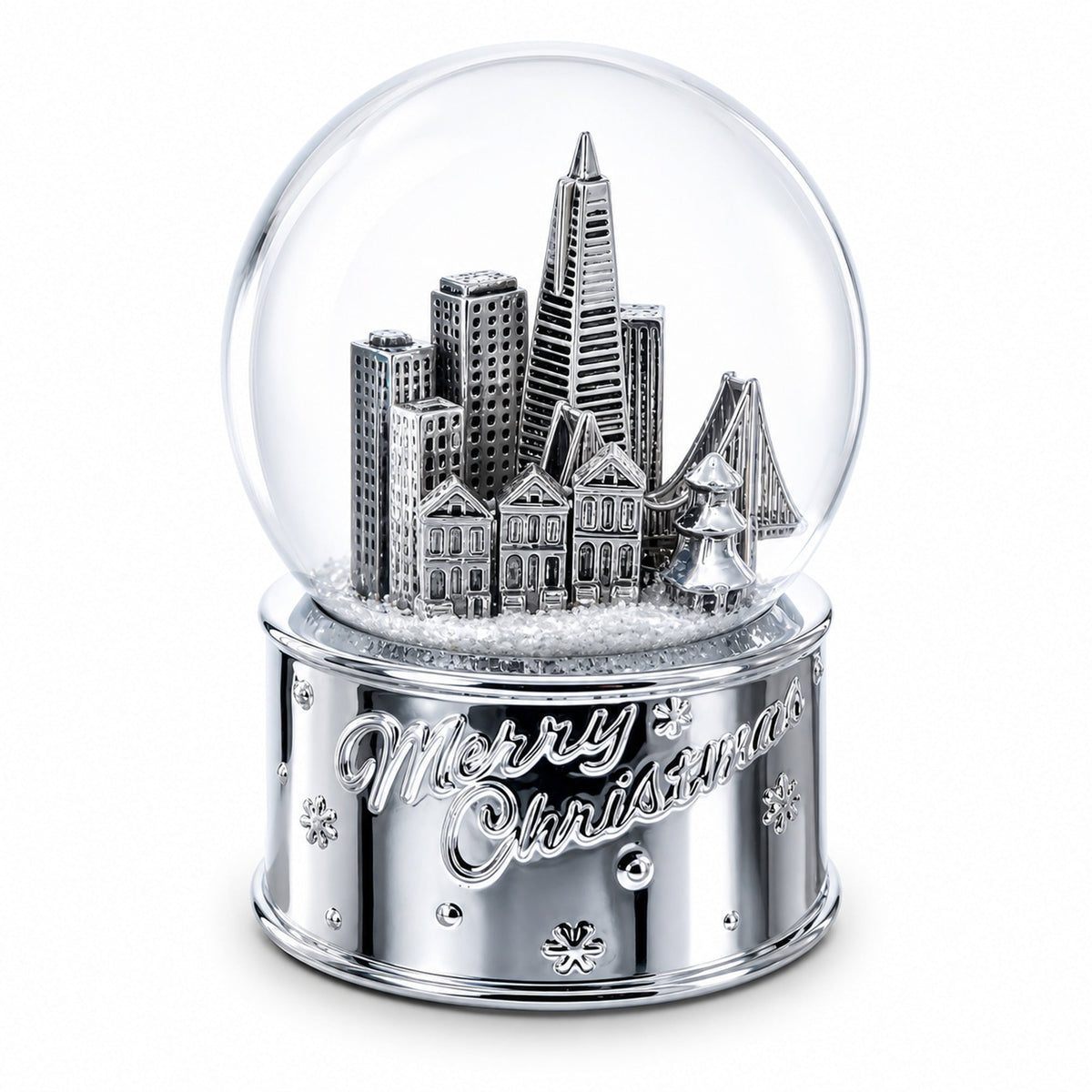San Francisco Landmarks with Silver Base Glass Water Snow Globe | Snow Globes > Travel | Wiccan Center