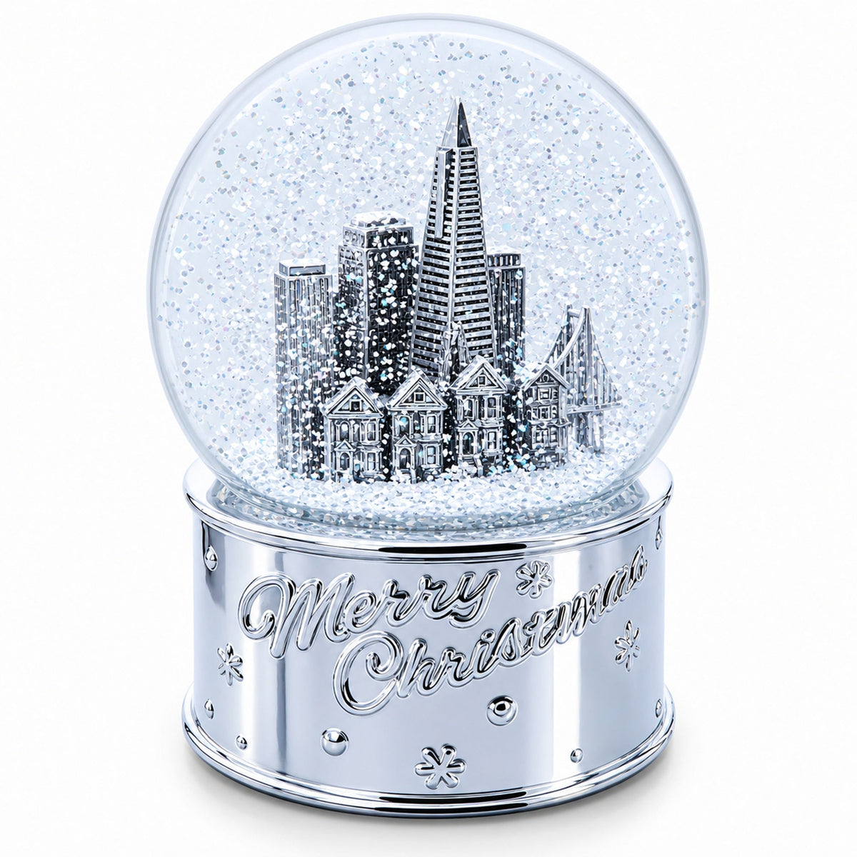 San Francisco Landmarks with Silver Base Glass Water Snow Globe | Snow Globes > Travel | Wiccan Center