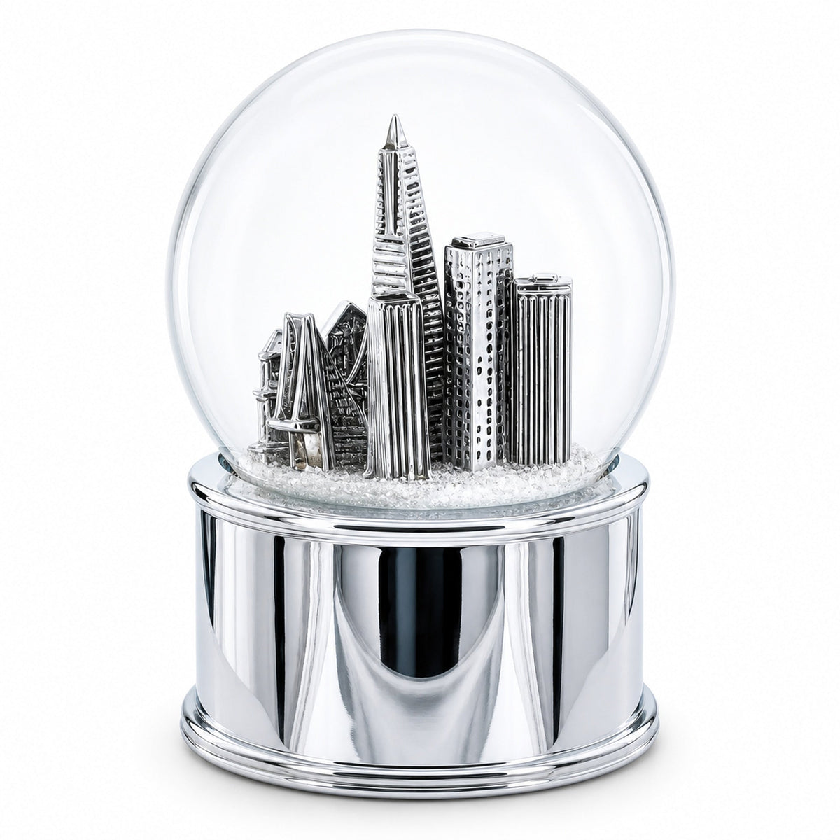 San Francisco Landmarks with Silver Base Glass Water Snow Globe | Snow Globes > Travel | Wiccan Center