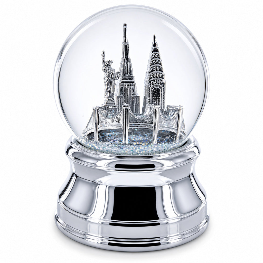 New York City Skyline with Silver Base Water Snow Globe | Snow Globes > Travel | Wiccan Center