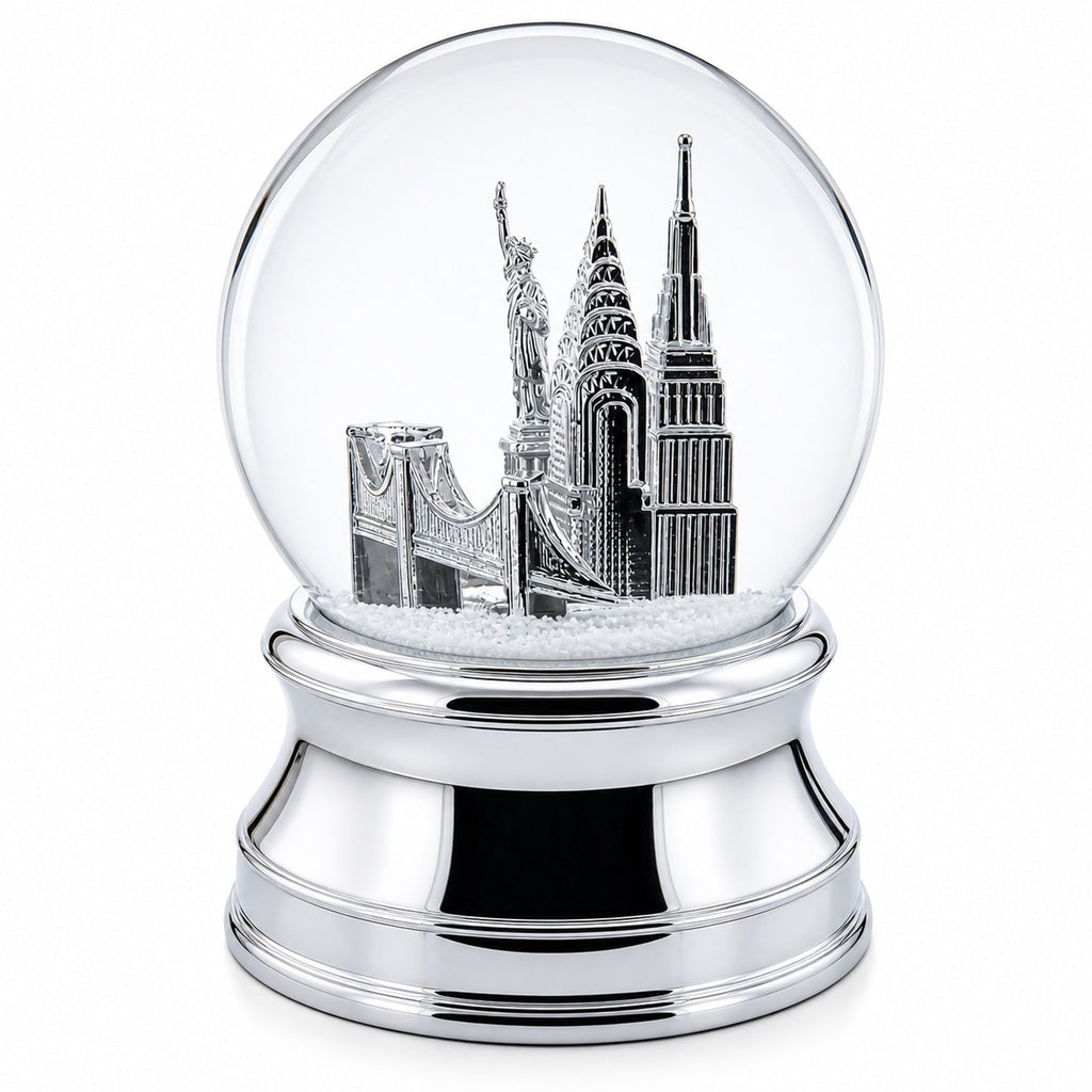 New York City Skyline with Silver Base Water Snow Globe | Snow Globes > Travel | Wiccan Center
