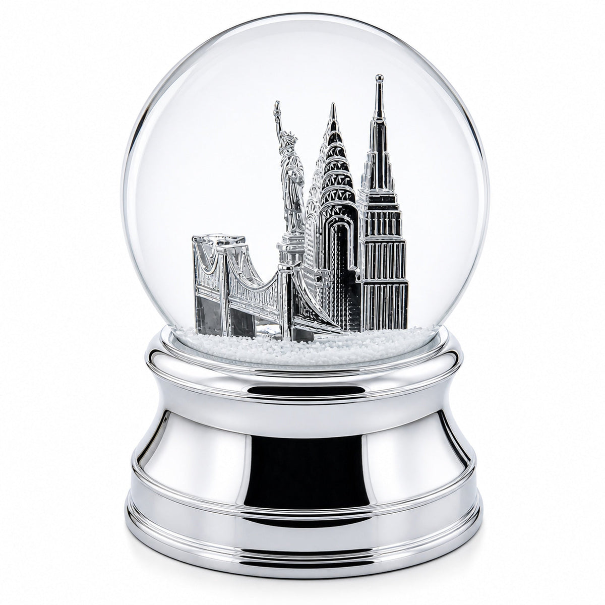New York City Skyline with Silver Base Water Snow Globe | Snow Globes > Travel | Wiccan Center