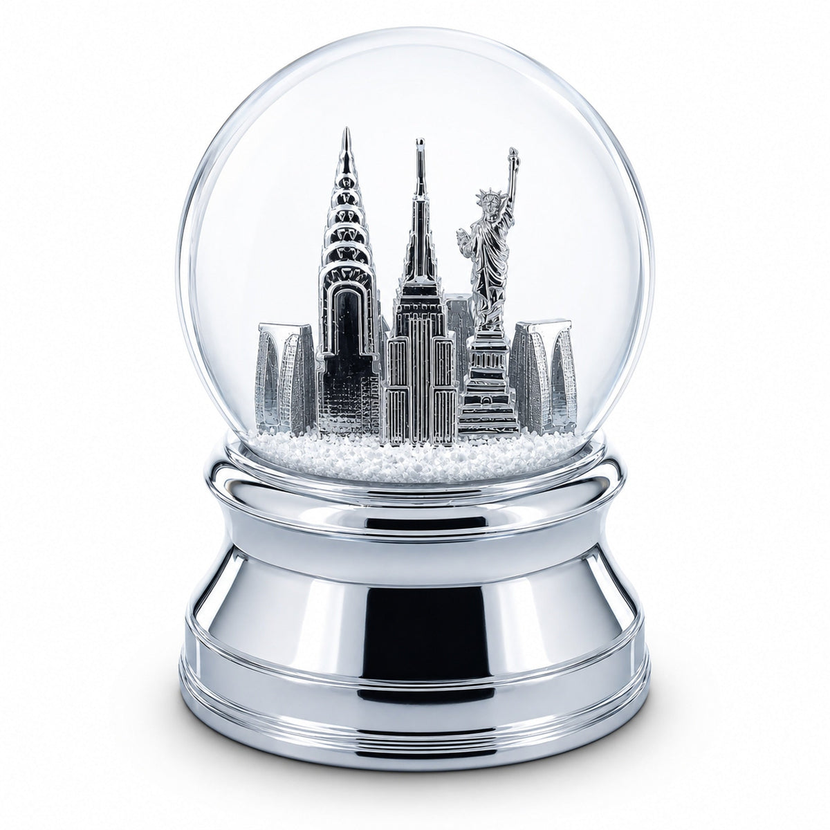 New York City Skyline with Silver Base Water Snow Globe | Snow Globes > Travel | Wiccan Center