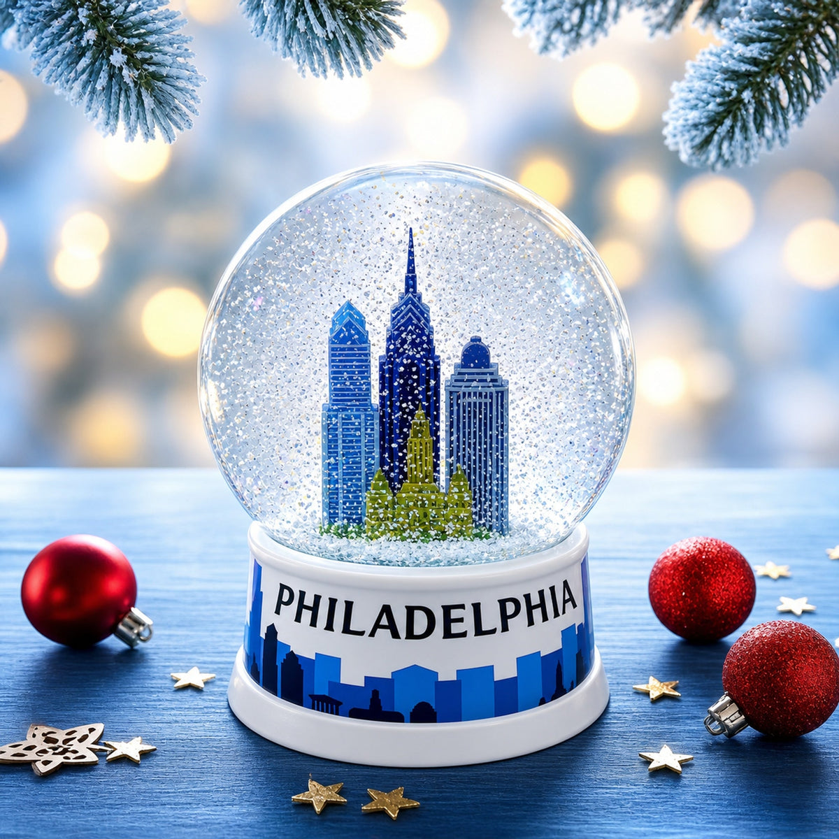 Philadelphia Skyline Glass Water Snow Globe | Snow Globes > Travel | Wiccan Center