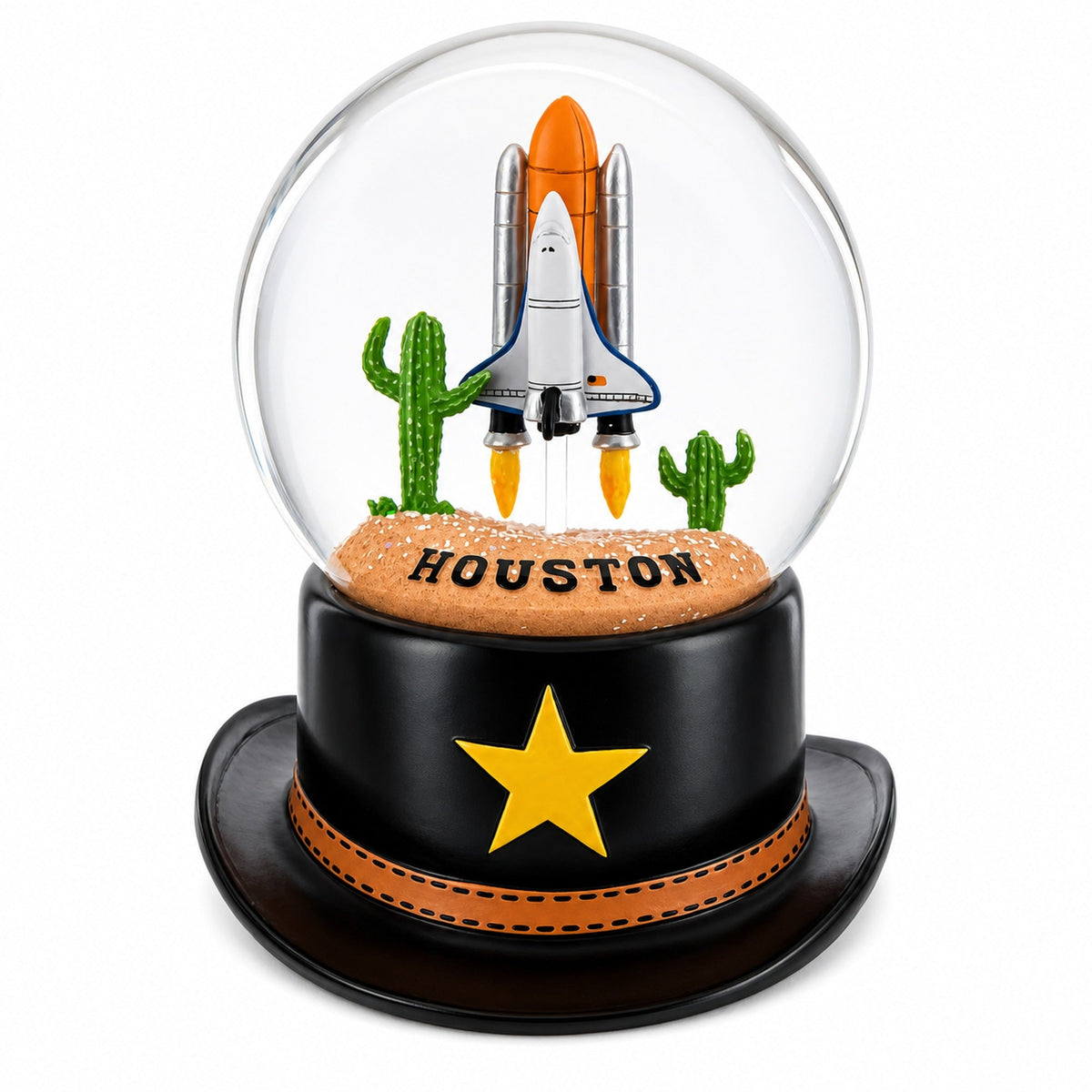 Houston Space Shuttle with Cowboy Hat Base Glass Water Snow Globe | Snow Globes > Travel | Wiccan Center