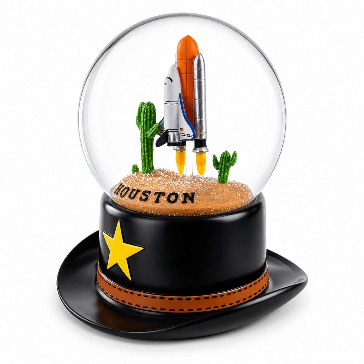 Houston Space Shuttle with Cowboy Hat Base Glass Water Snow Globe | Snow Globes > Travel | Wiccan Center