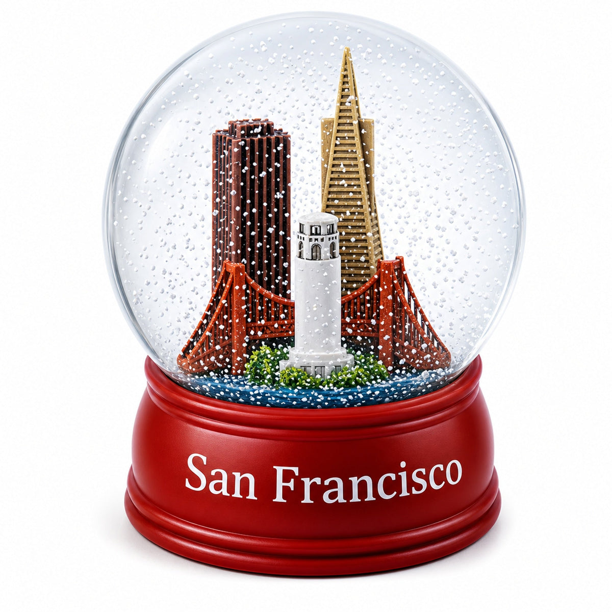 San Francisco Skyline with Iconic Landmarks Glass Water Snow Globe | Snow Globes > Travel | Wiccan Center