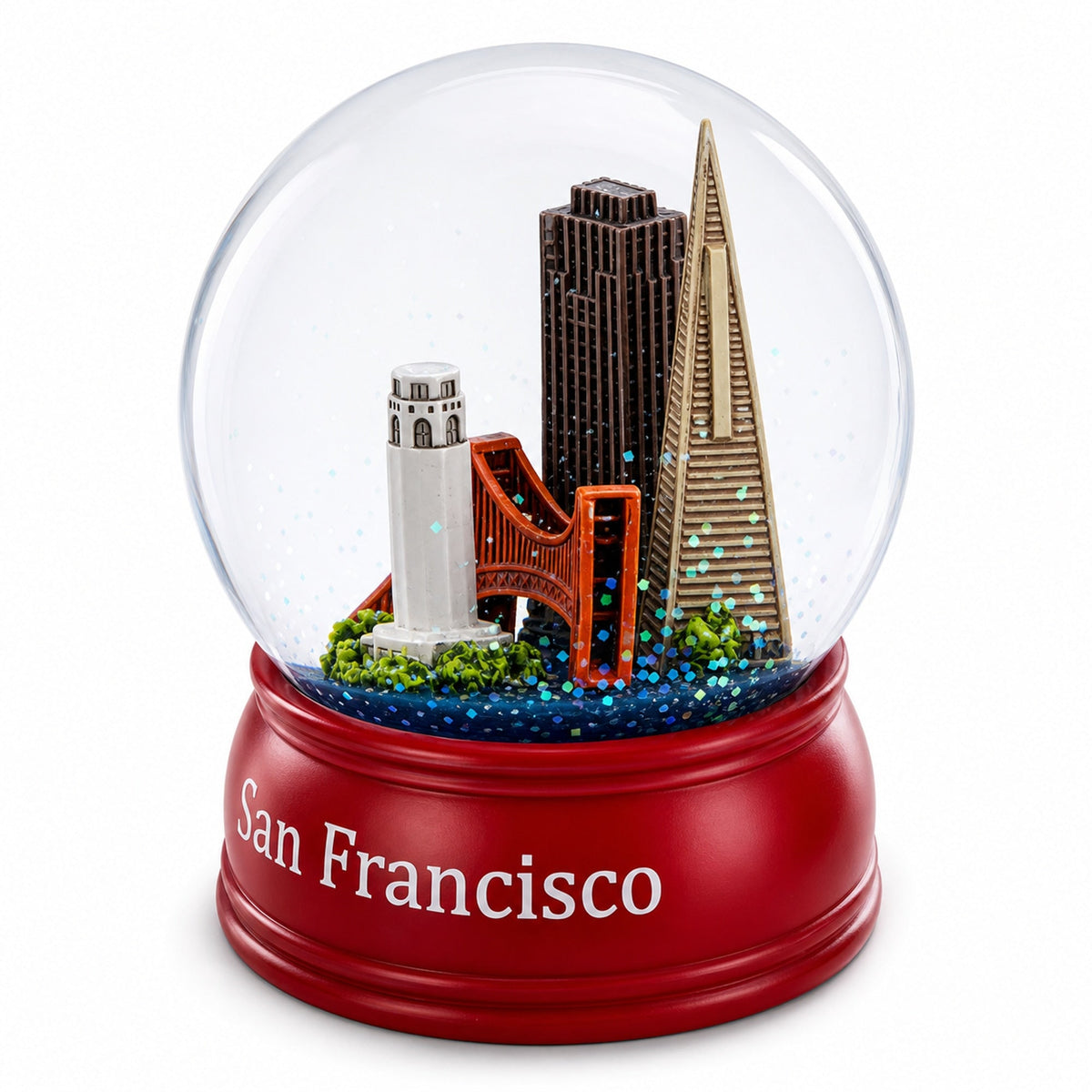 San Francisco Skyline with Iconic Landmarks Glass Water Snow Globe | Snow Globes > Travel | Wiccan Center