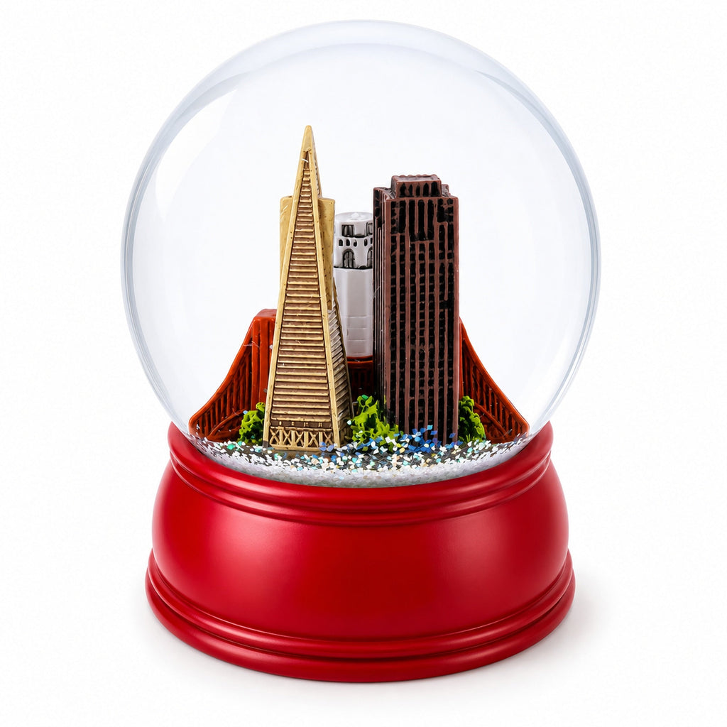 San Francisco Skyline with Iconic Landmarks Glass Water Snow Globe | Snow Globes > Travel | Wiccan Center