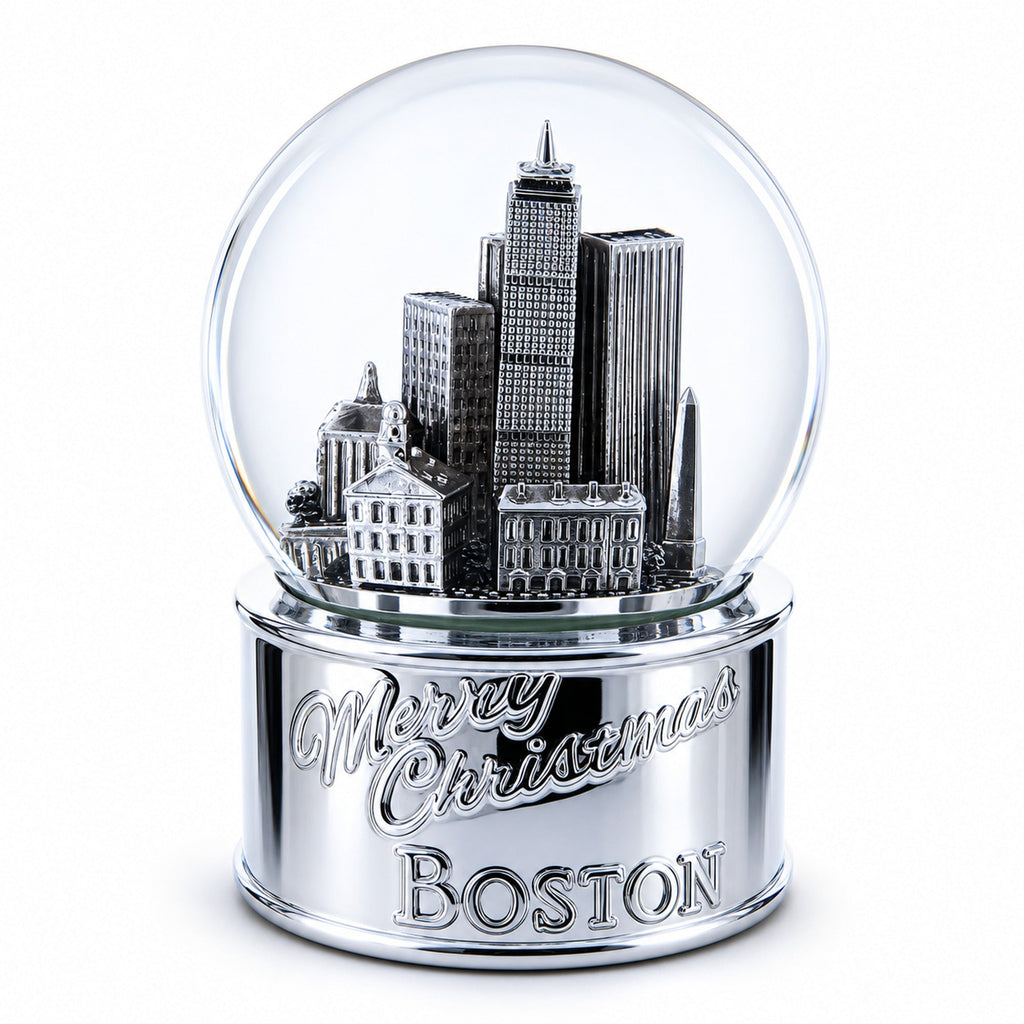 Boston Cityscape Silver Base Glass Water Snow Globe | Snow Globes > Travel | Wiccan Center