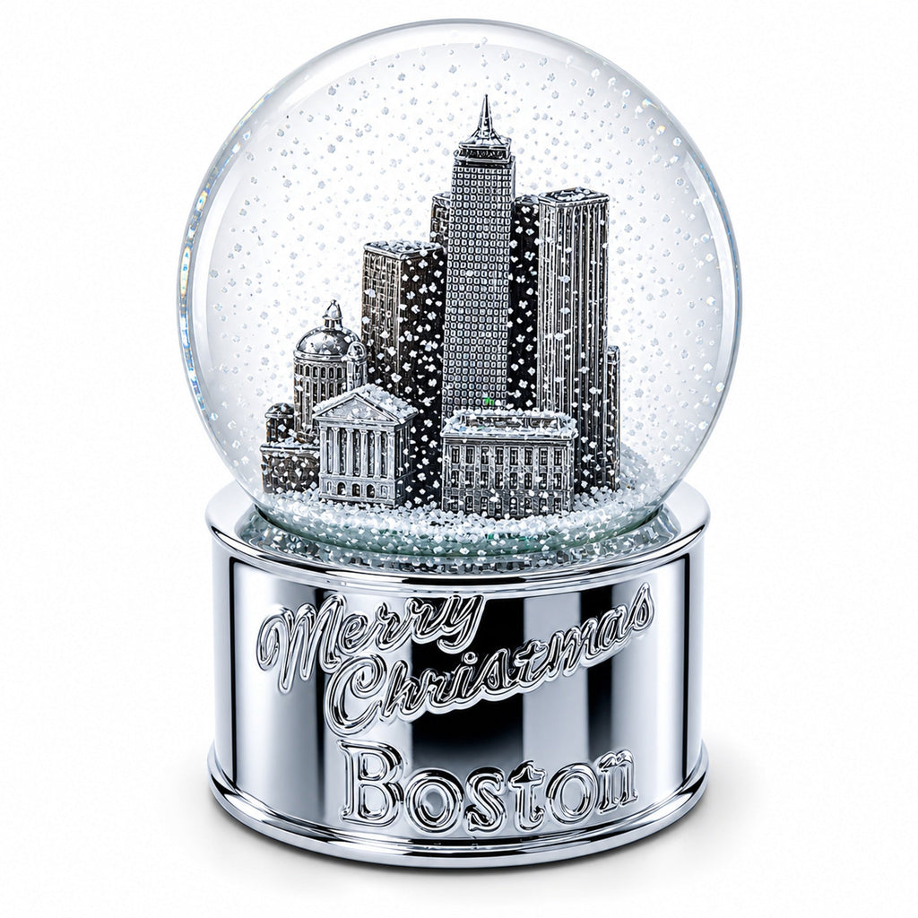 Boston Cityscape Silver Base Glass Water Snow Globe | Snow Globes > Travel | Wiccan Center